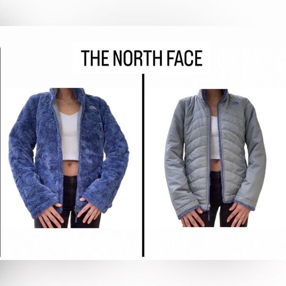THE NORTH FACE winter reversible blue gray mossbud swirl jacket top women’s M - Picture 1 of 11